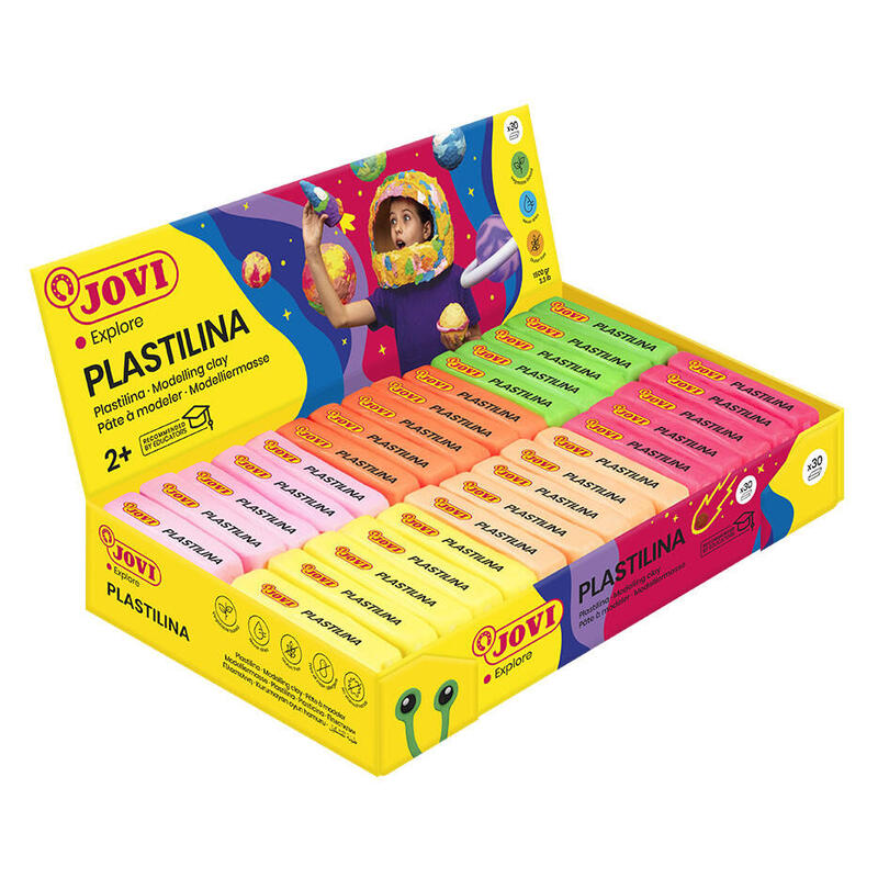 Jovi Plastilina Caja Expositora 30 Pastillas 50gr C/Surtidos Neon