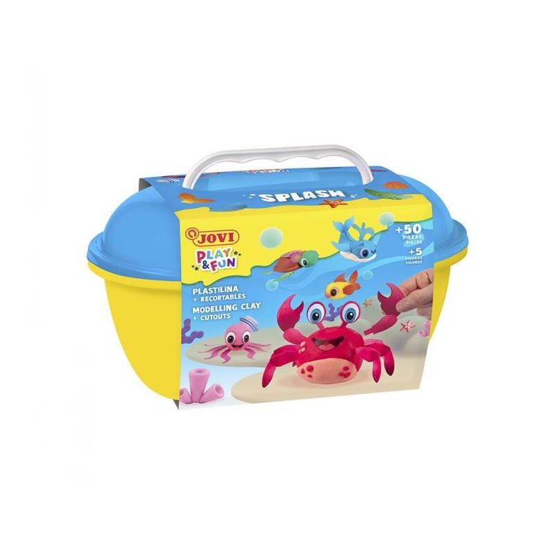 Jovi Play & Fun Cofre Splash Con 24 Barras De Plastilina 15gr + Modeladores + Recortables - Sin Gluten - Base Vegetal -