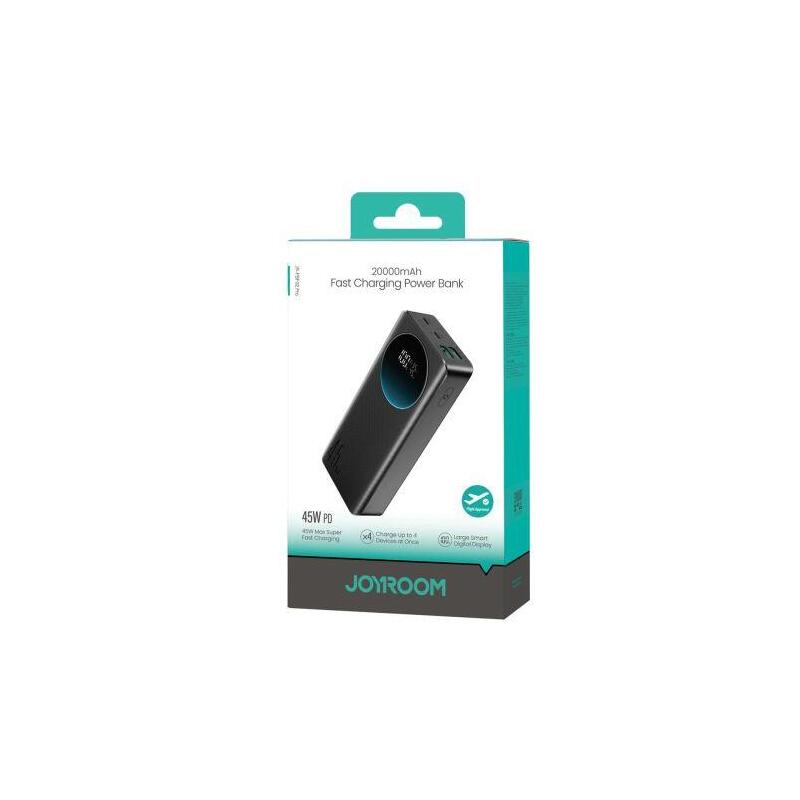 Joyroom Power Bank With Digital Display C+C+U+U, Pd 45w, 20000 Mah, Black (Jr-Pbf02 Pro)
