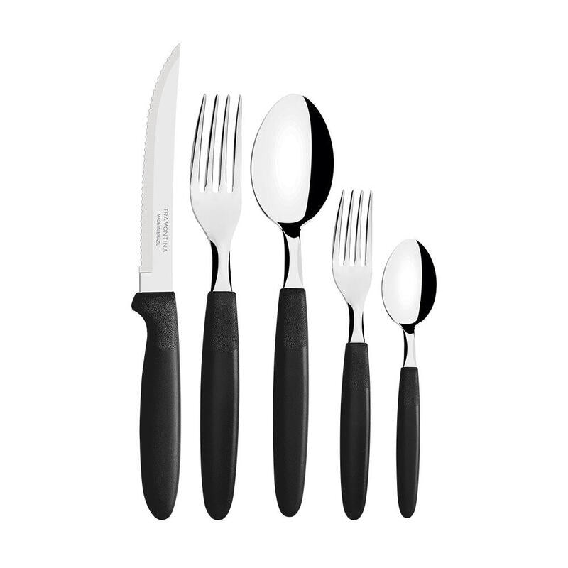 Juego De Cubiertos 30 Piezas Negro