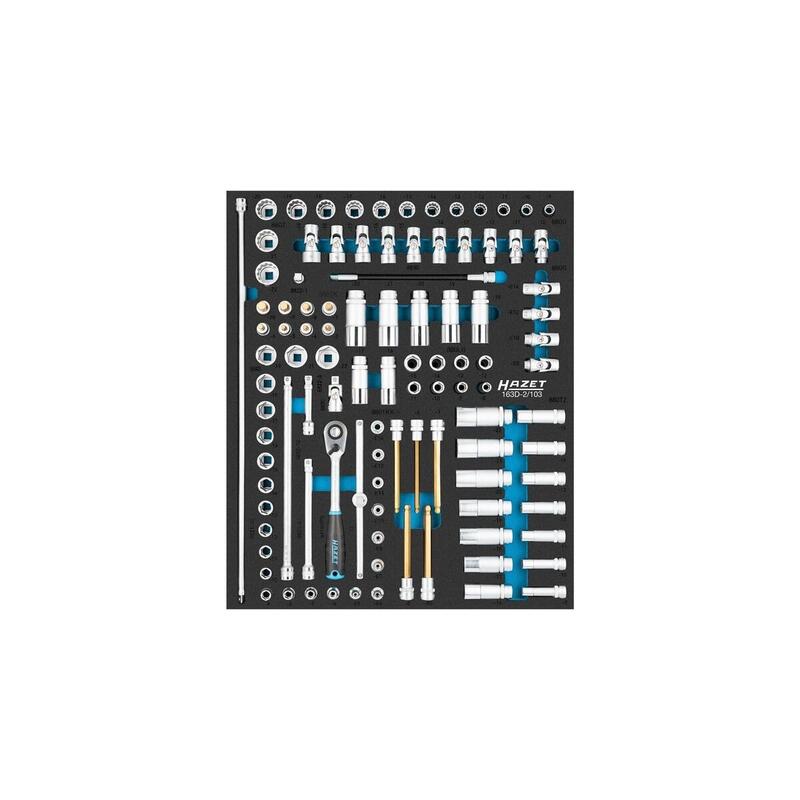 Juego De Llaves De Vaso Hazet 163d-2/103, Tamaño 1/2++ 103 Piezas, Con Carraca Reversible Hiper 3/8" 163d-2/103