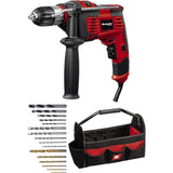 Juego De Taladro De Impacto Einhell Tc-Id 1000 E Kit (Rojo/Negro, 1.010 W, Bolsa De Herramientas, Juego De Brocas De 16 Piezas)