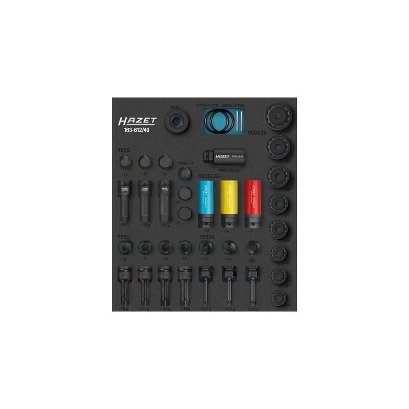 Juego De Vasos Para Destornillador De Impacto Hazet 163-612/40, Tamaño 2/3+ 40 Piezas 163-612/40