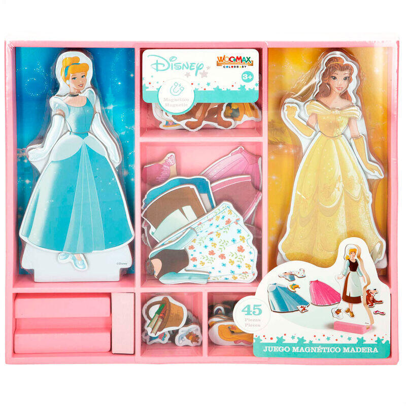 Juego Magnetico Madera Vestidos Princesas Disney
