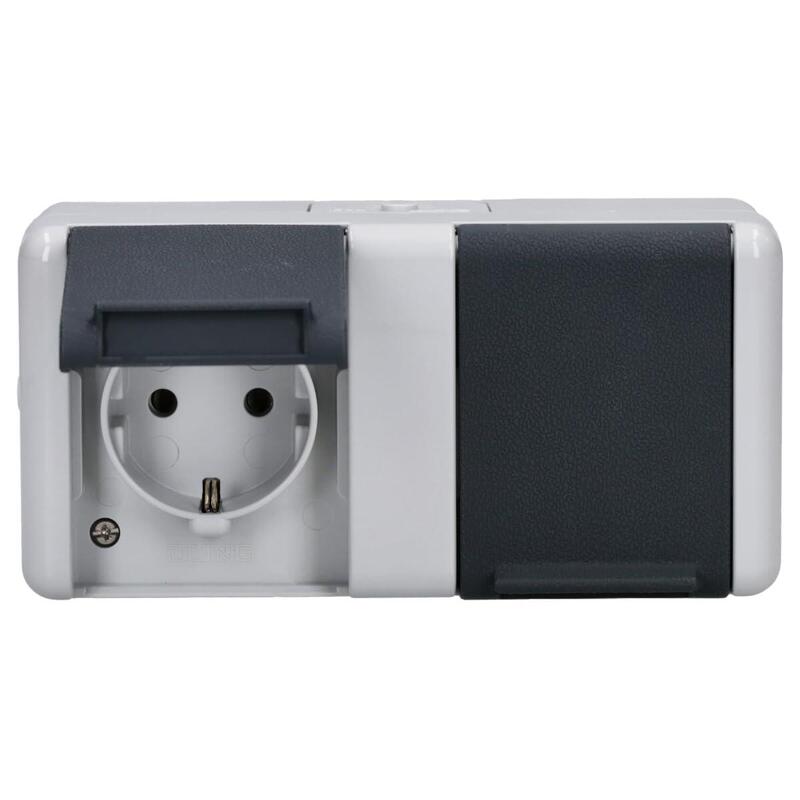 Jung 8220-1 W Ap Wd-Doppel-Steckdose Waagerecht Schriftfeld