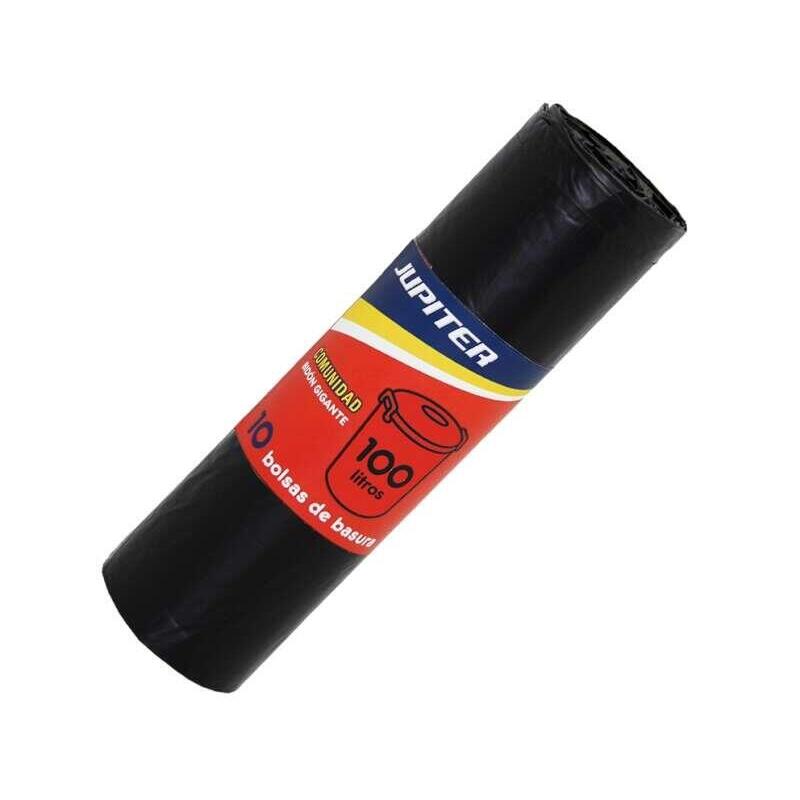 Jupiter Rollo De 10 Bolsas De Basura De 100l - Primera Calidad - Negro