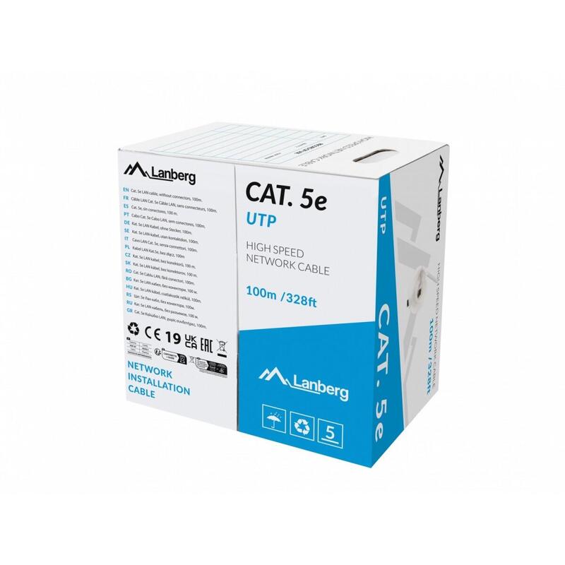 Kabel Lan Utp Kat.5e 100m Drut Cu Szary Fluke Passed