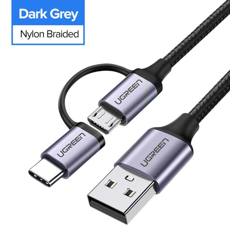 Kabel Usb 2w1 Ugreen Type-C / Micro Usb, Qc 3.0, 1m (Czarny)
