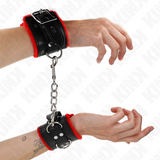 Kink - Muñequeras Forradas Con Agujeros Cuadrados Rojo Y Correa Negro Ajustable 17-29 Cm X 6 Cm