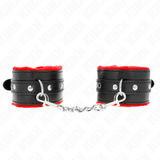 Kink - Muñequeras Forradas Premium Rojo Con Correa Negro Ajustable 17-29 Cm X 6 Cm