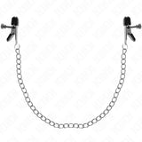 Kink - Pinzas Para Pezones Planas Negro Con Cadena Plateado 34 Cm