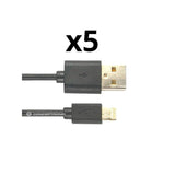 Kit 5 Unidades Cable Lighting Nortess Iphone 5  6/7/8/ X Ipad 2 Metros Color Negro