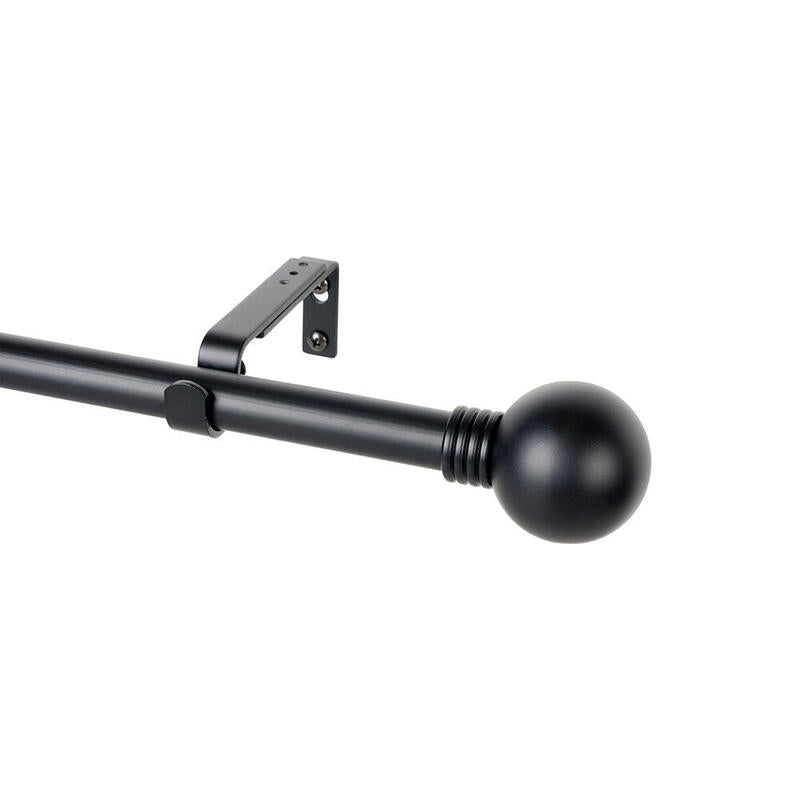 Kit Barra Cortina Anillo Negro Extensible De 160 - 300 Cm