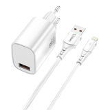 Kit Cargador Qcharx Artemisia 3a 18w + Cable Usb Lightning Blanco