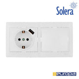 Kit De Conmutador + Base T/Tl Con Usb + Marco De 2 Elementos 154x81x10mm Serie Europa Solera Kit-Erp-Room