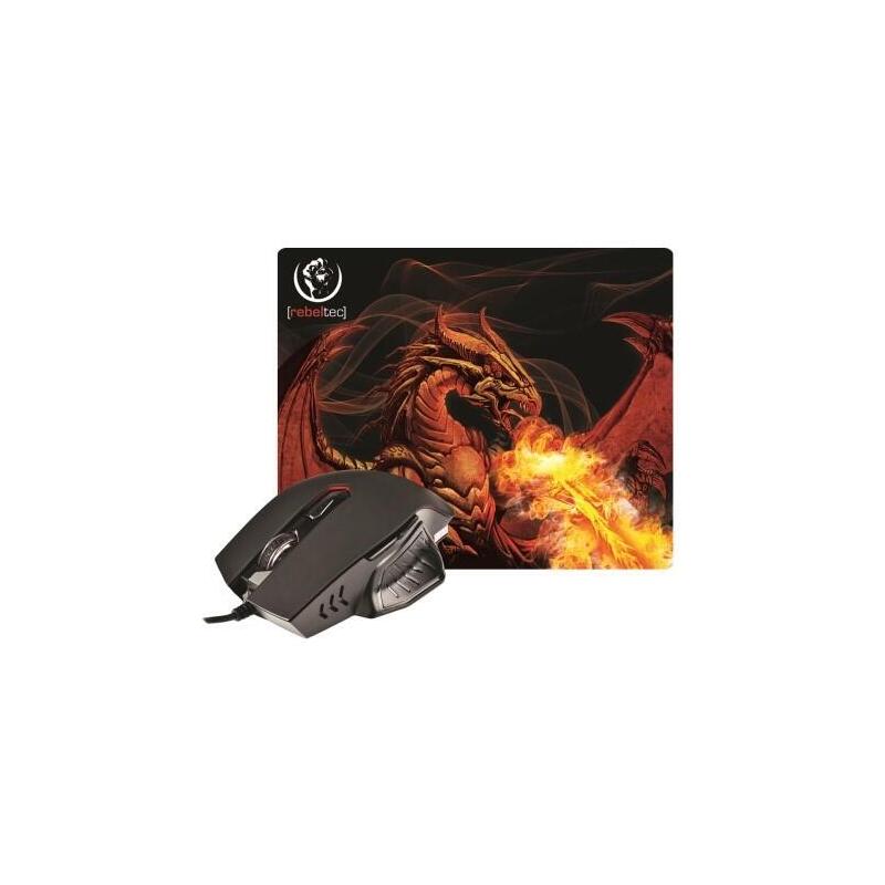 Kit Gaming Ratón + Alfombrilla Red Dragon