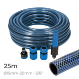 Kit Manguera De Jardin Blue Interior Ø15mm. Exterior Ø20mm (5/8") Rollo 25m Con Accesorios Edm