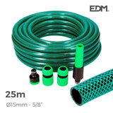 Kit Manguera Jardin Basic Line Ø Interior 15mm Ø Exterior 19mm (5/8") - Rollo 25m Con Accesorios Edm