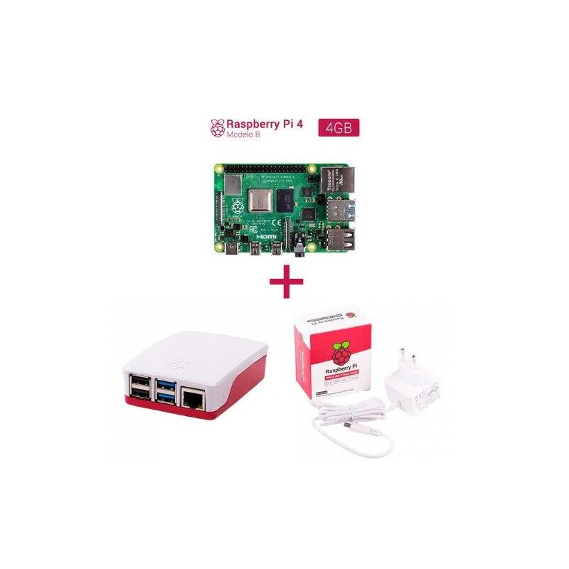 Kit Raspberry Pi 4 4gb + Caja Blanca Alimentación Blanca