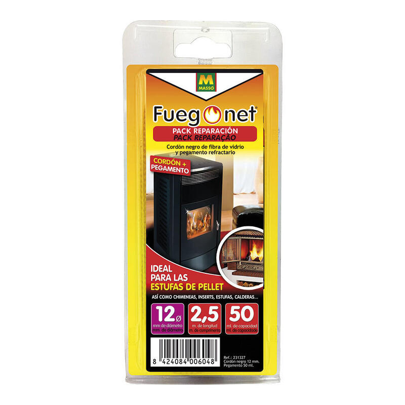 Kit Reparacion: Cordon Aislante Ø10+Adhesivo 50ml 2,5m - Fuegonet Masso