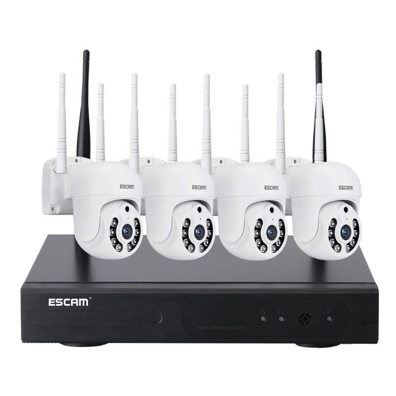 Kit Videovigilancia Ip Escam Wnk714 Wifi 3mp 4 Cámaras Blanco