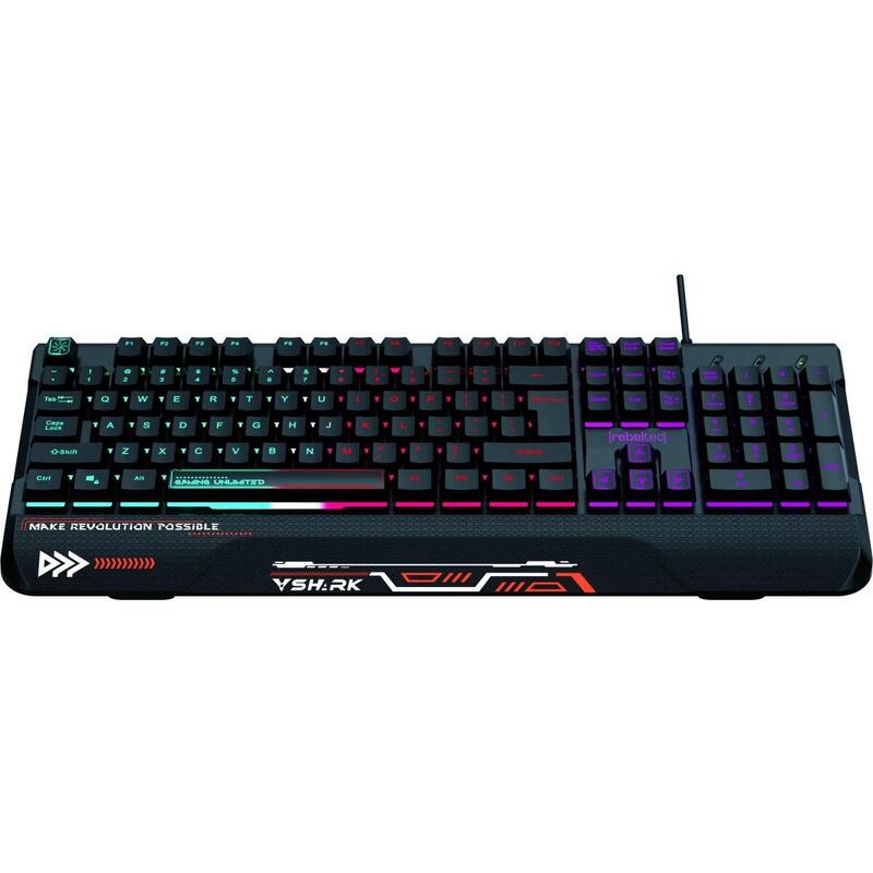 Klawiatura Pelnowymiarowa Rgb Dla Graczy Shark Wbudowana Podkladka Pod Nadgarstki, Wodoodporna Konstrukcja