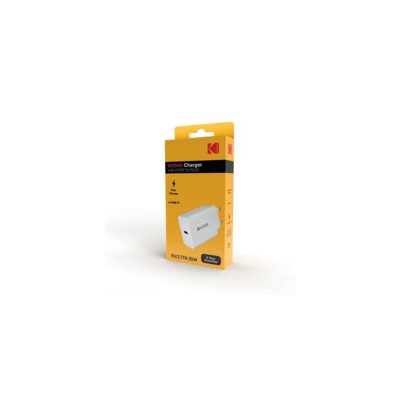 Kodak Cargador Tipo C 1 Puerto 25w Carga Rapida Blanco