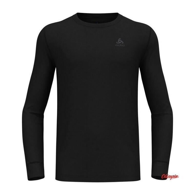 Camiseta Para Hombre Odlo Bl Top Cuello Redondo Manga Larga Merino 200 Talla M Negro