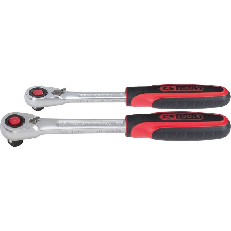 Ks Tools Juego De Carraca Reversible Slimpower, 2 Piezas 1/4"+1/2"
