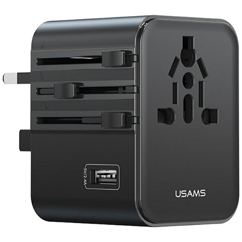 Ladowarka Travel Adapter 17w Cc308 Usb-C + Usb-A 4w1 Us/Au/Eu/Uk Negro
