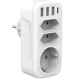 Ladrón De Enchufes 4000w 1x Tipo F 2x Tipo C 3x Usb-A 1x Usb-C