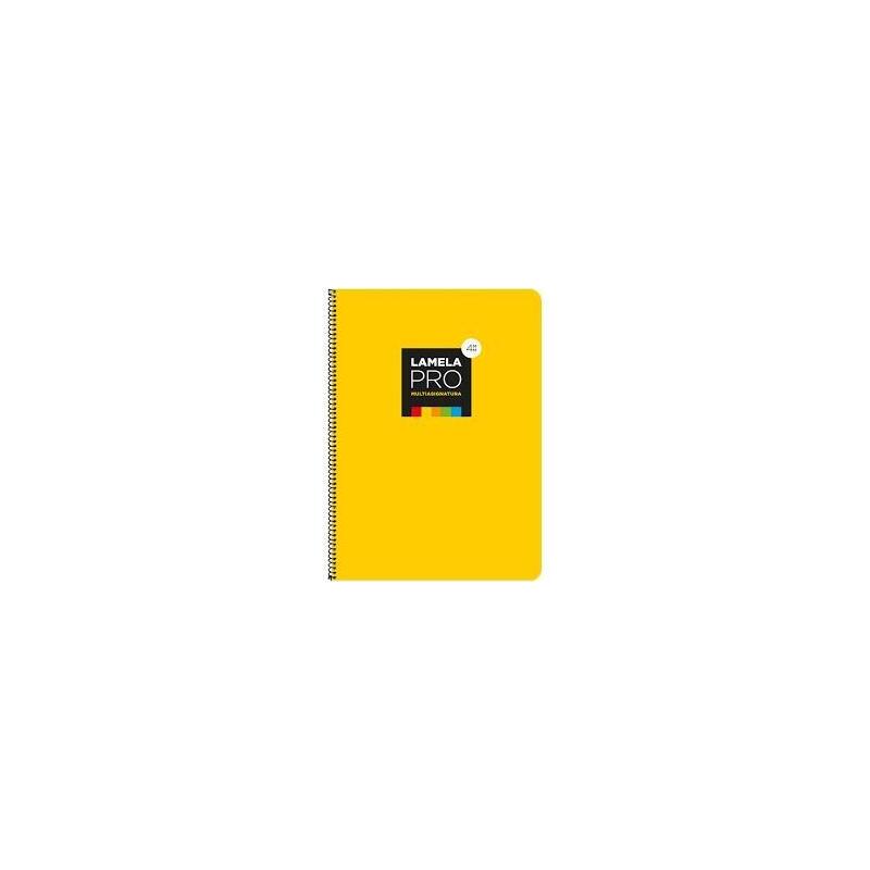 Lamela Cuaderno Espiral 100 Hojas Folio Cuadrícula 4x4 Con Margen Amarillo -Paquete 5u-