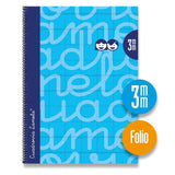 Lamela Cuaderno Espiral 80 Hojas Folio Cuadrícula 3x3 Con Margen Azul -Paquete 5u-