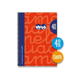 Lamela Cuaderno Espiral Cubierta Extradura 80h 4º Cuadrícula 4mm C/ Margen Rojo Pack -5u-