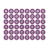 Lámina Adhesiva A4 Numerada 1-48 Morado Edm