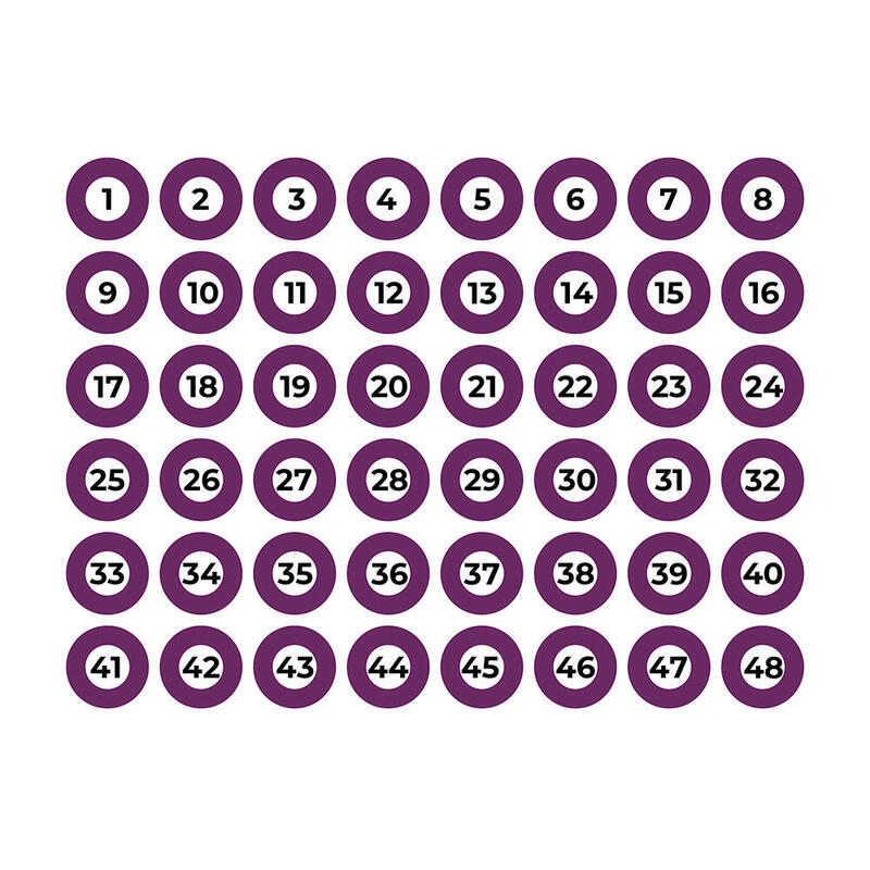 Lámina Adhesiva A4 Numerada 1-48 Morado Edm
