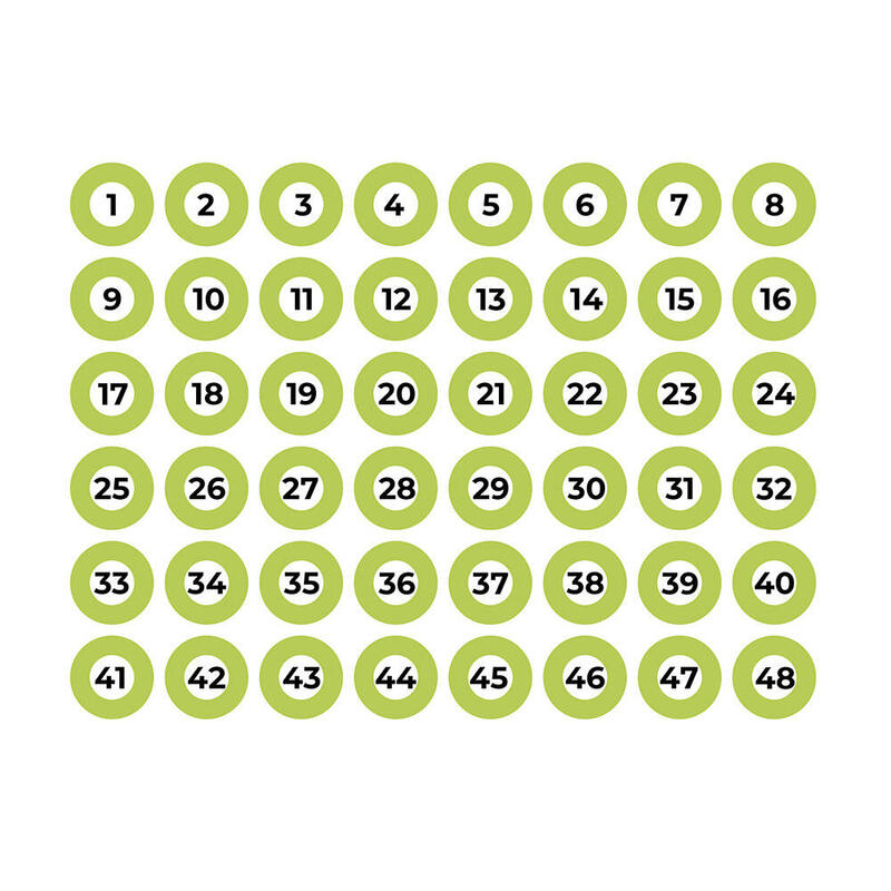 Lámina Adhesiva A4 Numerada 1-48 Verde Edm