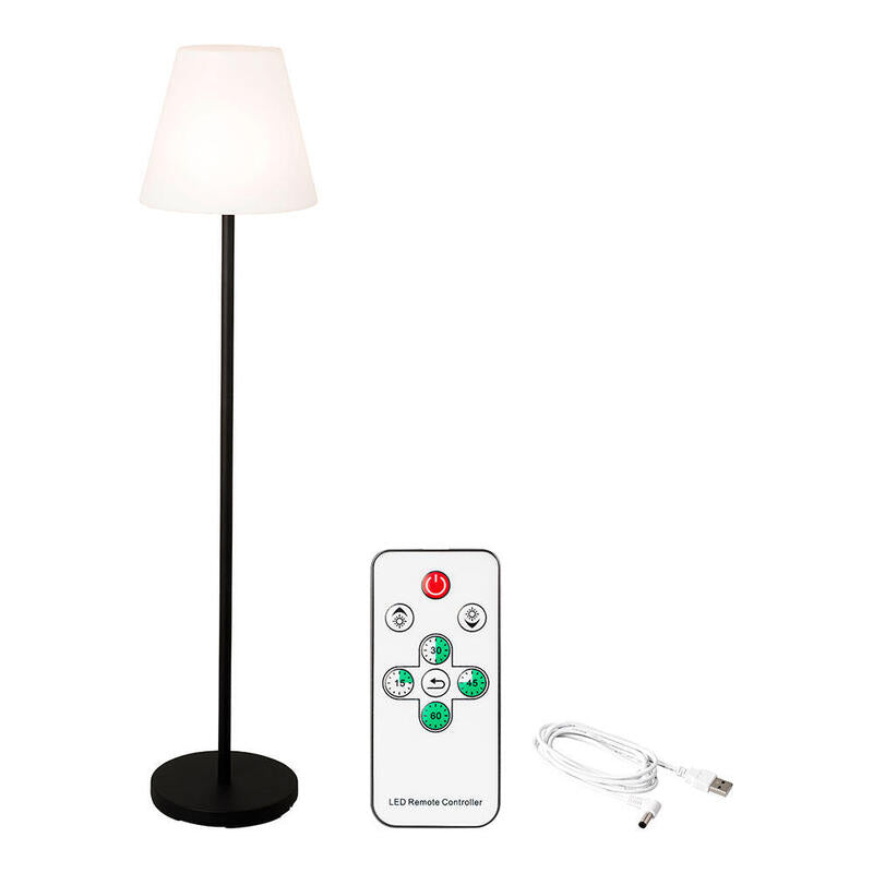 Lámpara De Pie Color Blanco Y Negro Para Exteior Y Interior Recargable Con Mando A Distancia 150cm 894459