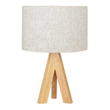 Lámpara Mesa E27 Madera Y Tela (Bombilla No Incluida)