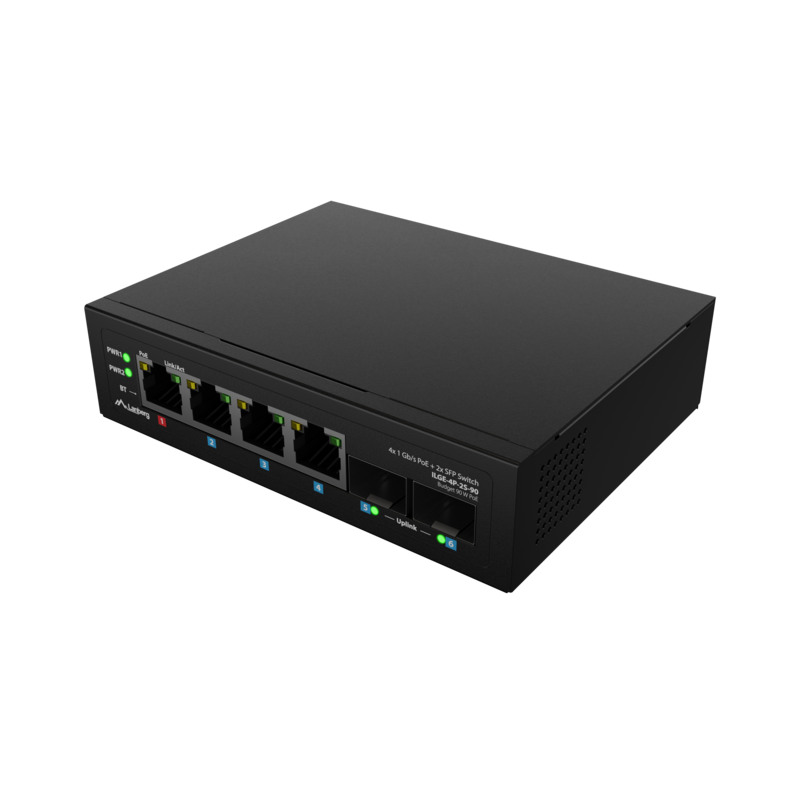 Lanberg Switch Poe 1xbt 3xat 2xsfp Din