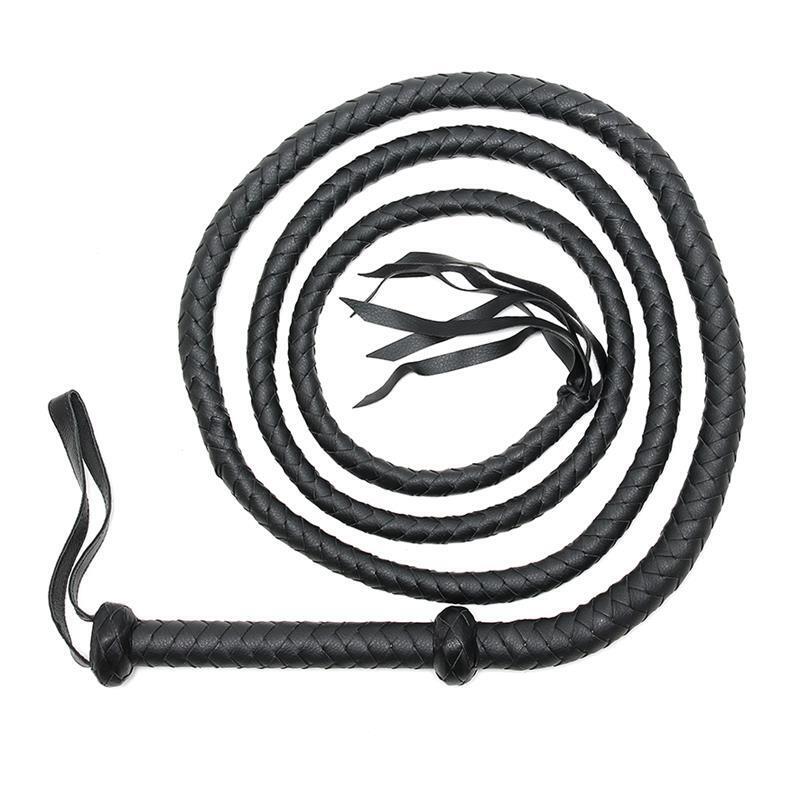 Látigo Trenzado Cuero Negro 250 Cm