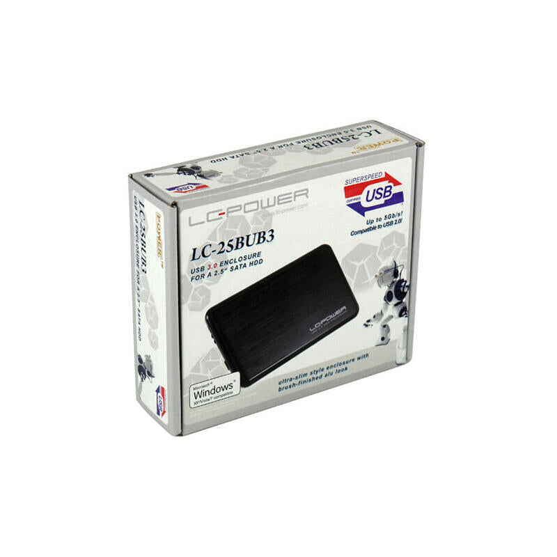 Lc-Power Lc-25bub3, Caja Sata Externa De 2,5", Usb 3.0, Aluminio/Negro