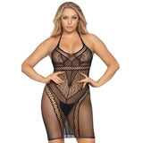 Leg Avenue - Minivestido De Multi Red Con Cuello Halter Negro