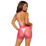 Leg Avenue - Vestido De Rejilla Cruzado Fucsia Talla Única