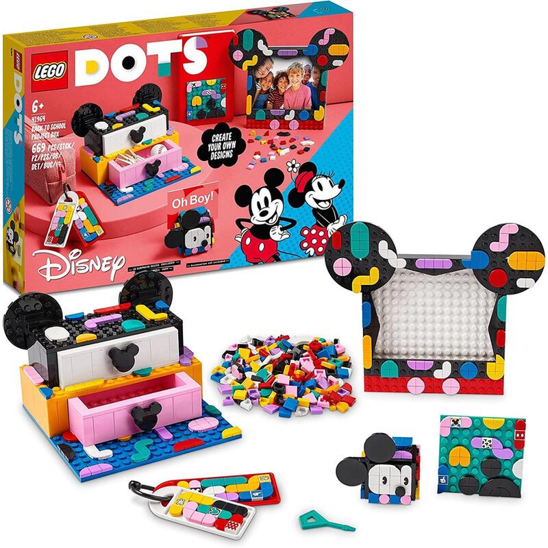 Lego 41964 Dots | Disney Mickey Y Minnie Mouse: Caja De Proyectos De Vuelta Al Cole, 6en1