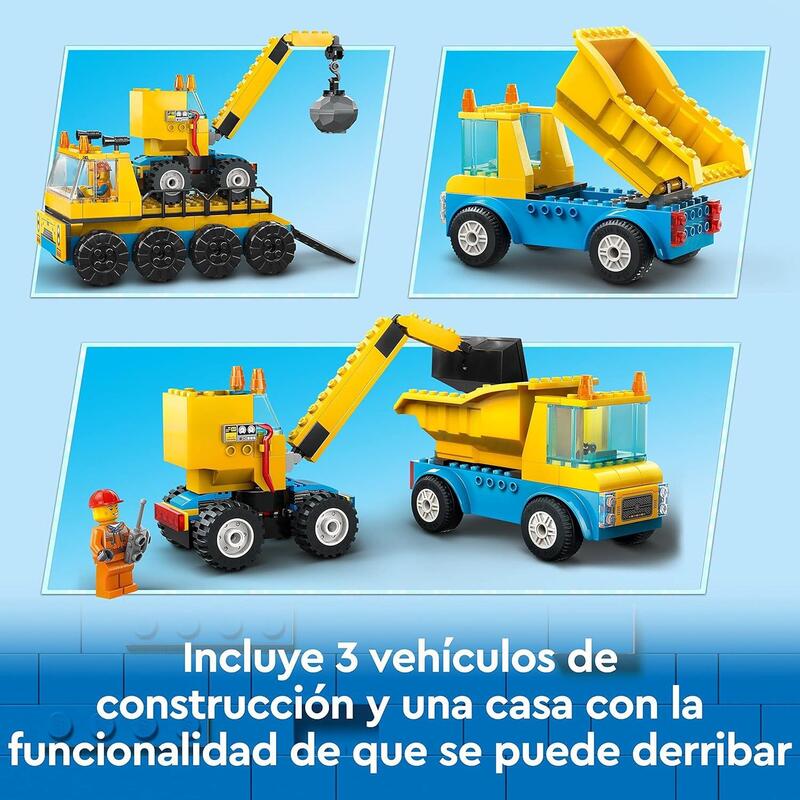 Lego 60391 City Camiones De Construcción Y Grúa Con Bola De Demolición