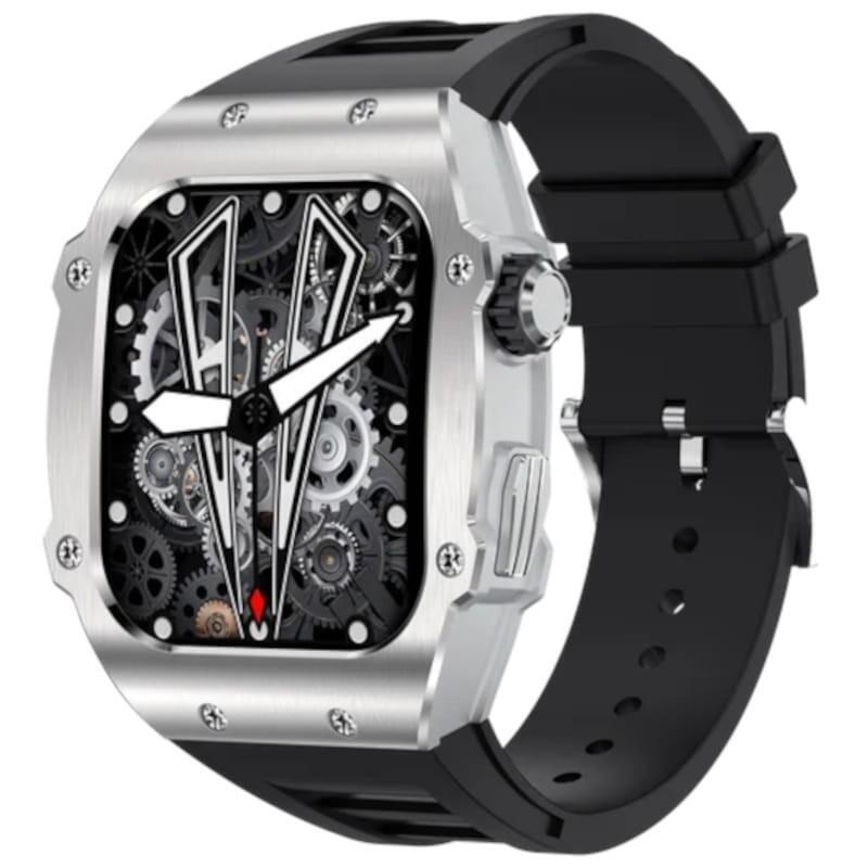 Lemfo Ak55 Plata Con Correa De Silicona Negra