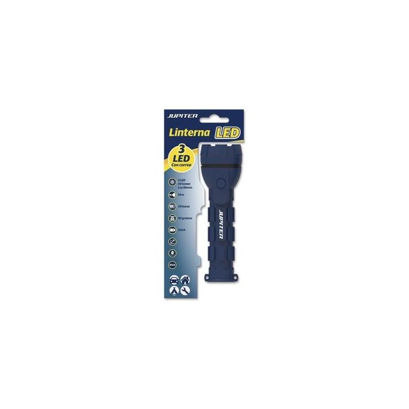 Linterna  Jupiter De Luz Blanca 3 Led 50lm Cuerpo De Goma  Resistencia Ip44 - Funciona Con 2 Pilas Aa (No Incluidas)