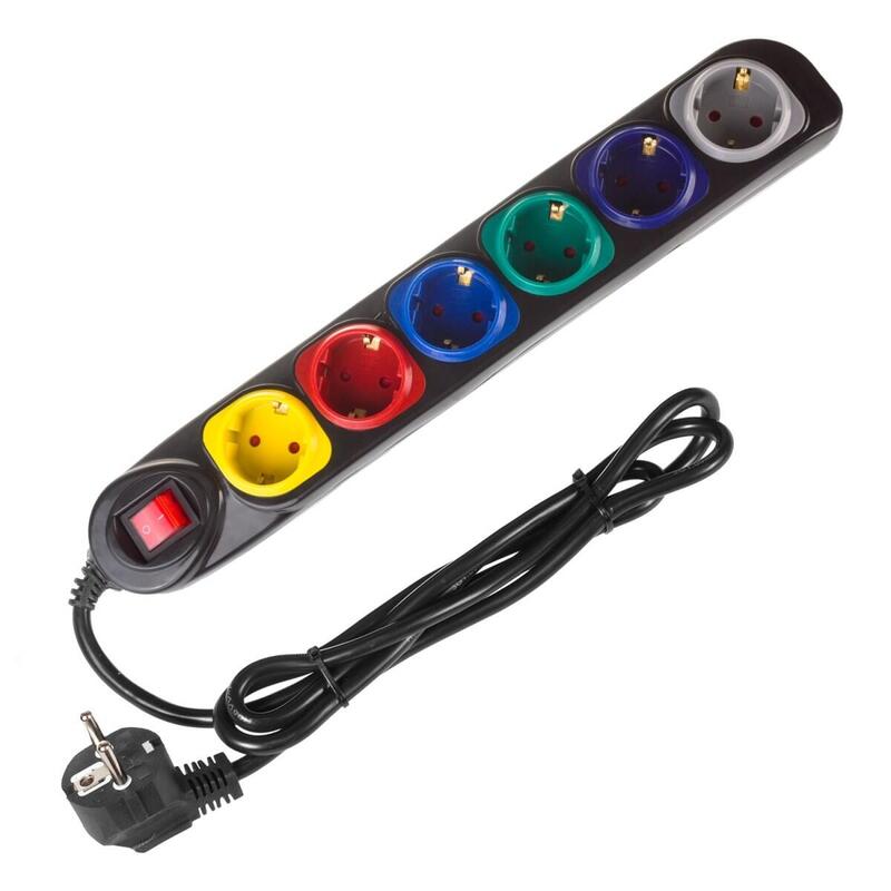 Listwa Zasilajaca 1,5m 250vac/10a Mce509 B 2500 Q, Ip20, 6 Gniazd, Prad Znamionowy 10a, Czarny