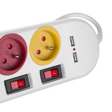 Regleta Con Interruptores 4 Enchufes + 2xusb Mce229w Blanco